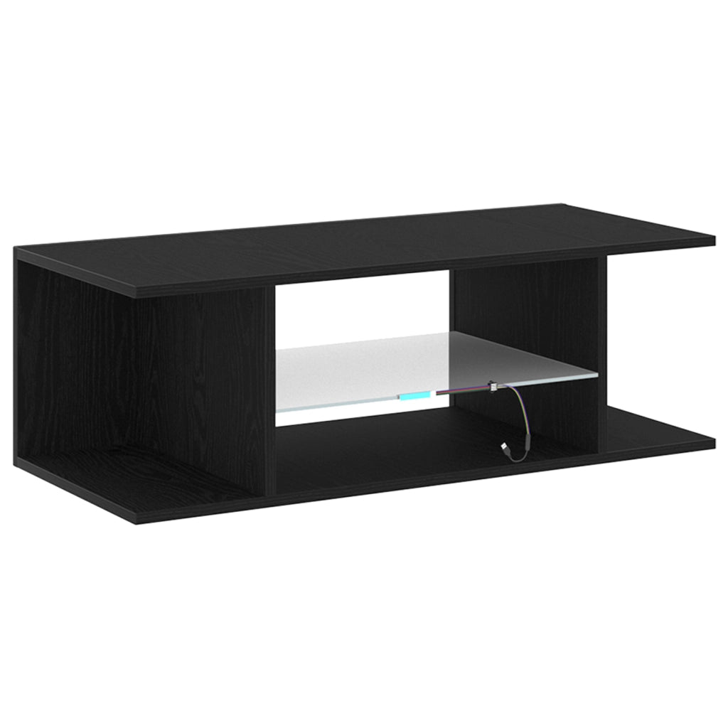 Mobile TV  con luci LED Rovere Nero 90x39x30 cm in Legno ingegnerizzato