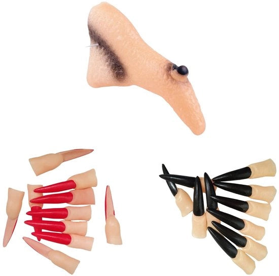 Accessori per costume Halloween - 23 pezzi - Naso e corna di strega