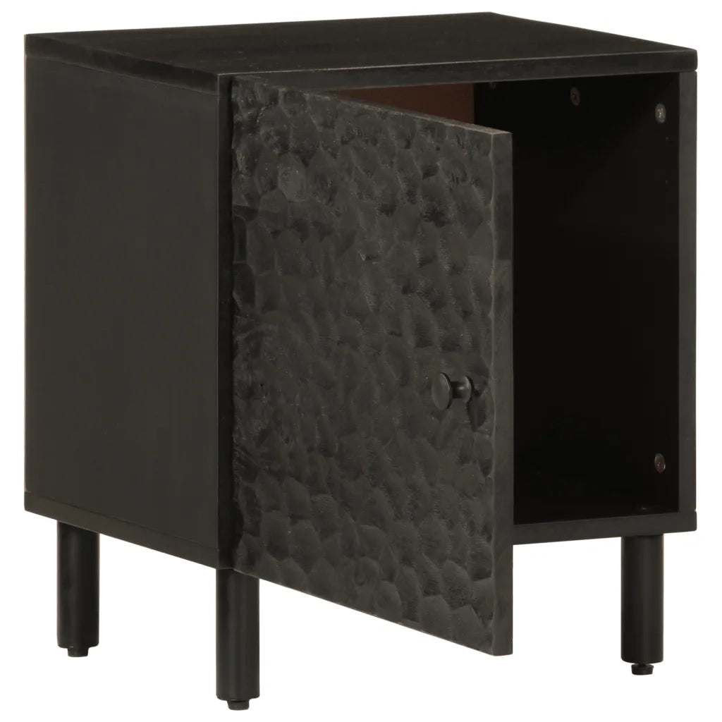 Comodini 2pz Neri 40x33x46 cm in Legno Massello di Mango 356816