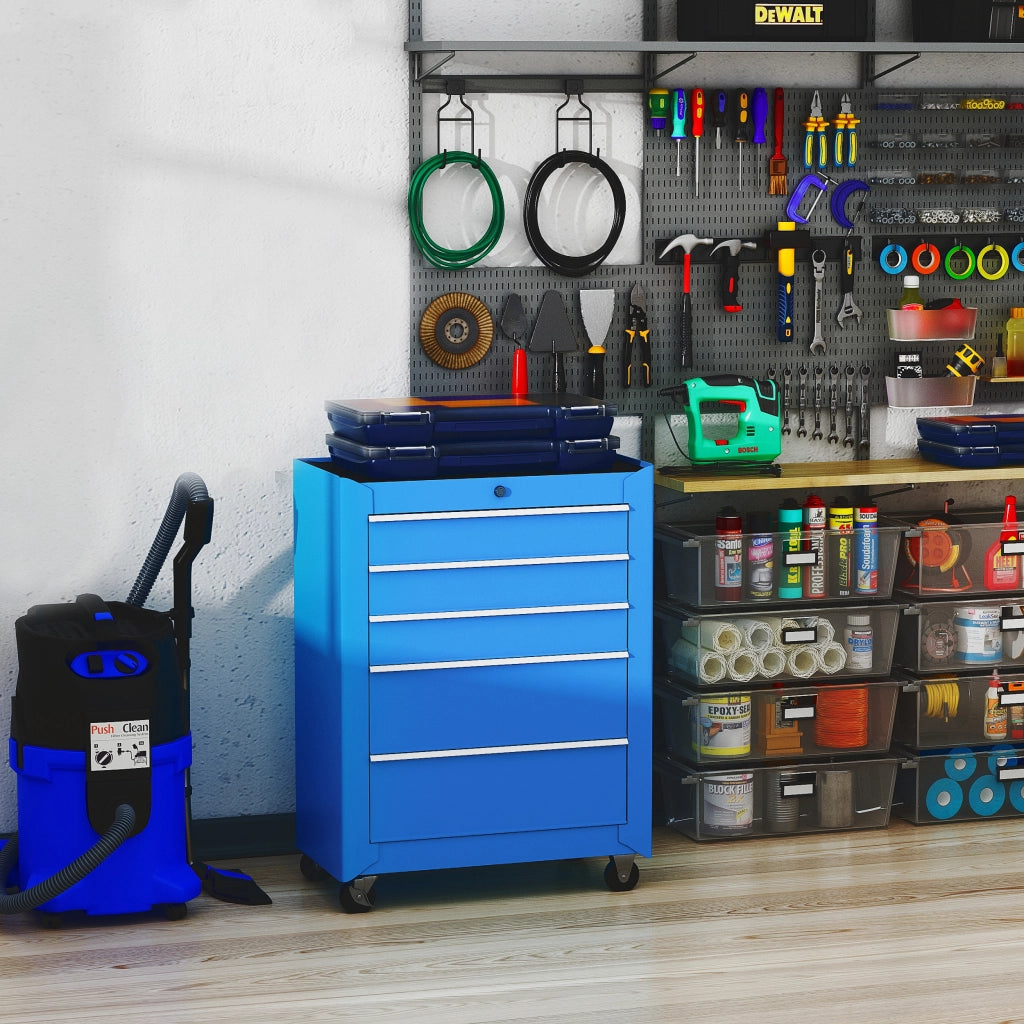 Carrello Attrezzi con Cassettiera ¨C Zephmum ¨C Azzurro 61.5x33x82.5cm