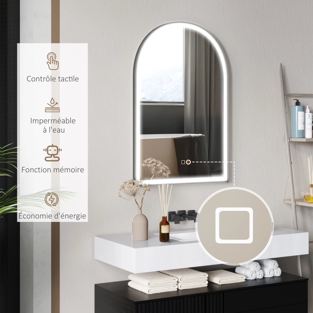 Specchio LED da Bagno ¨C zephmum ¨C 90x60cm Bianco Grigio Nero