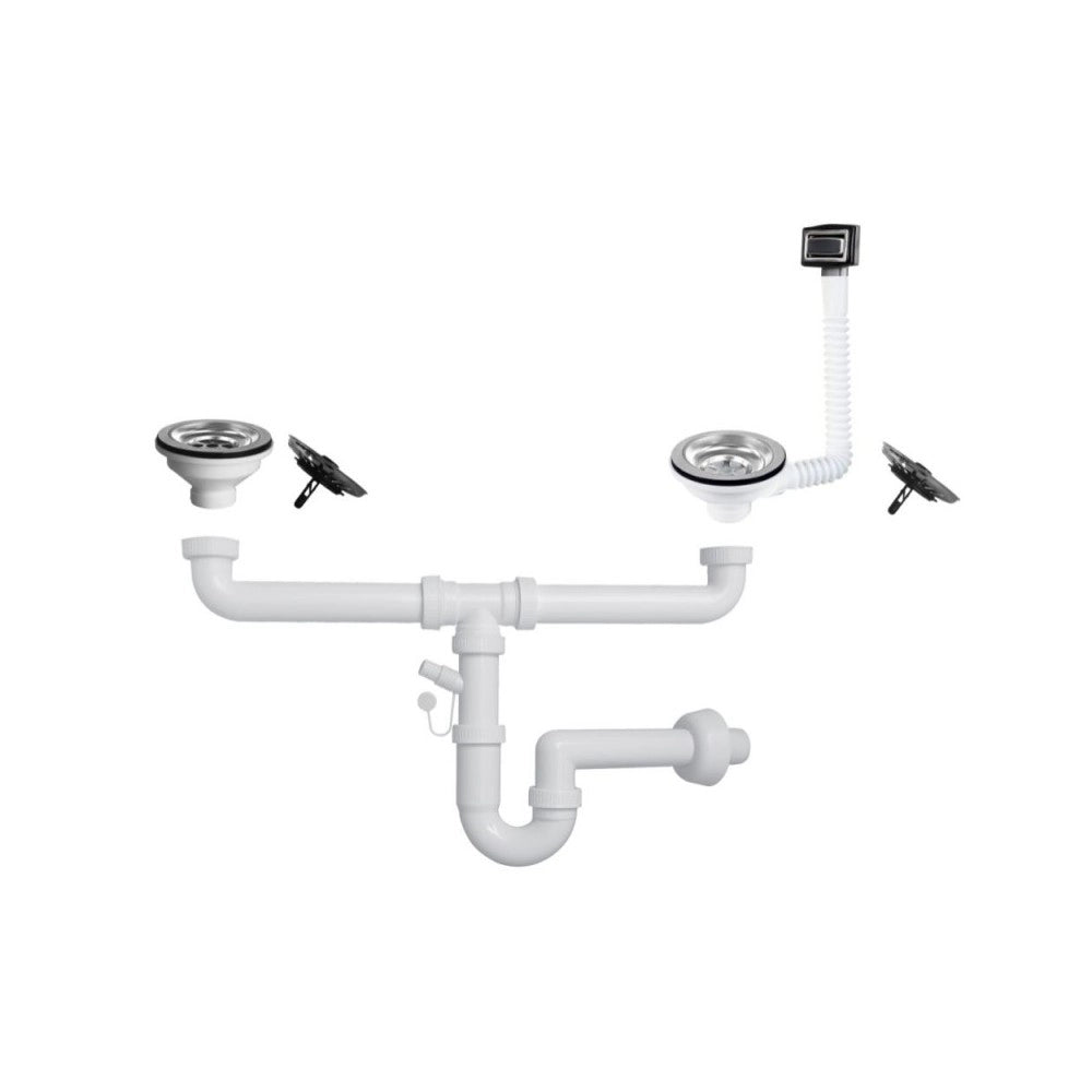 Lavello incasso acciaio inox 116x50 cm doppia vasca e gocciolatoio sinistro SA138