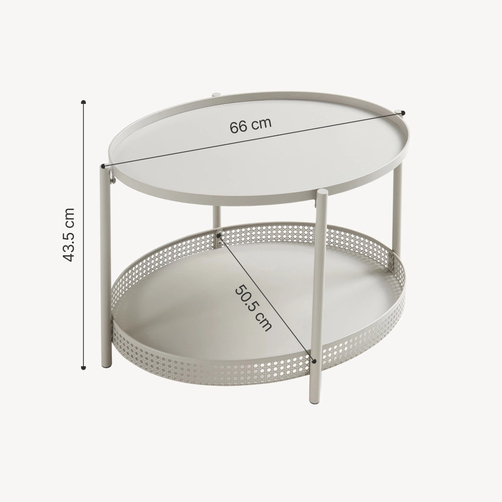 Tavolino da caffè Jäller con Doppio Ripiano e Bordi 66x51x44 cm Tortora [en.casa]