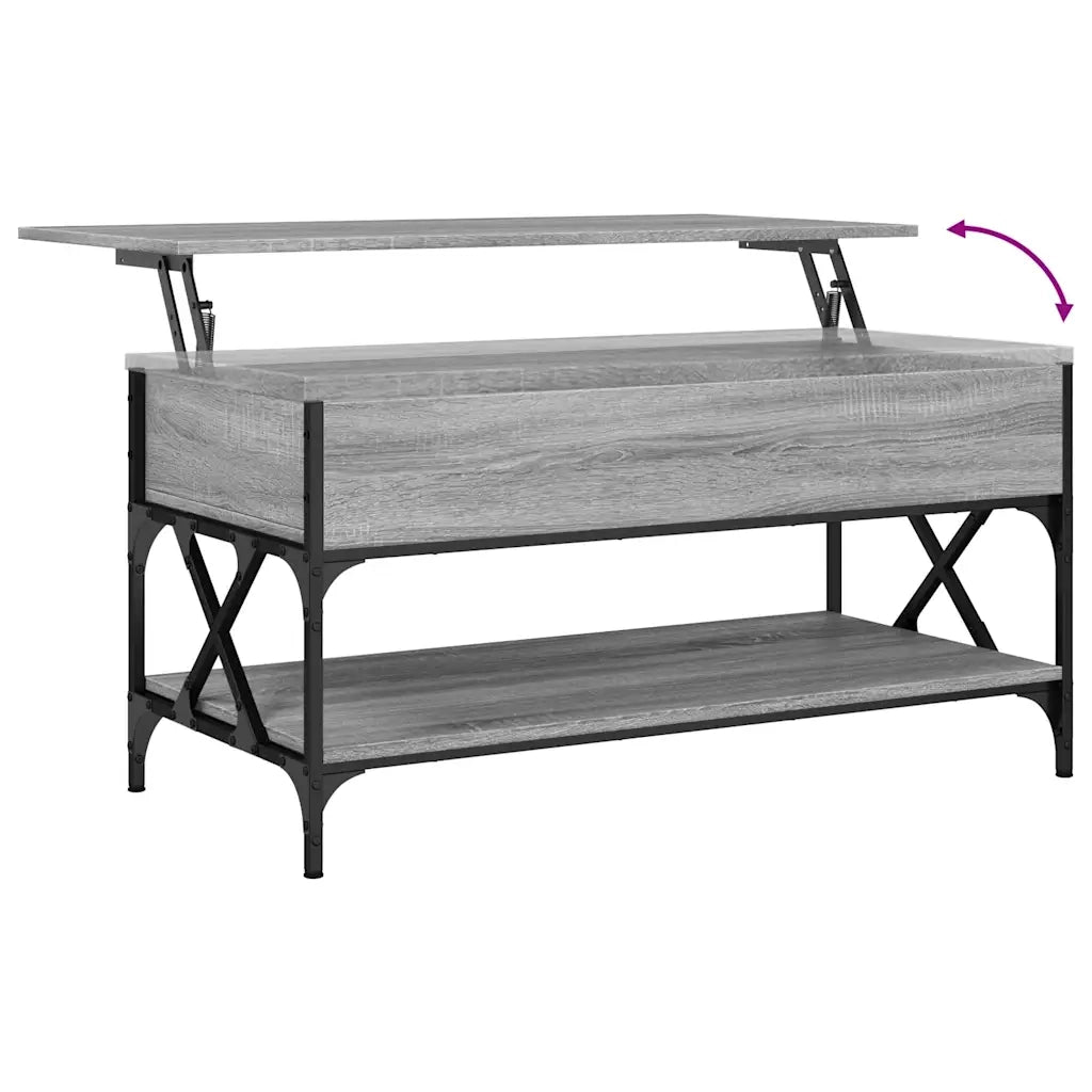 Tavolino Salotto-Tavolino da soggiorno-Tavolo Grigio Sonoma 100x50x50 cm Multistrato Metallo