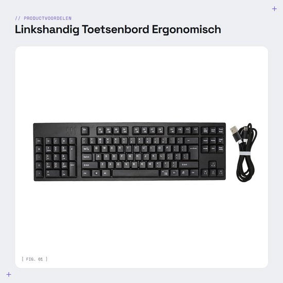 Tastiera Ergonomica a 109 Tasti - Adatta per Mano Sinistra - Plug and Play per Aziende - Ideale per Contabili