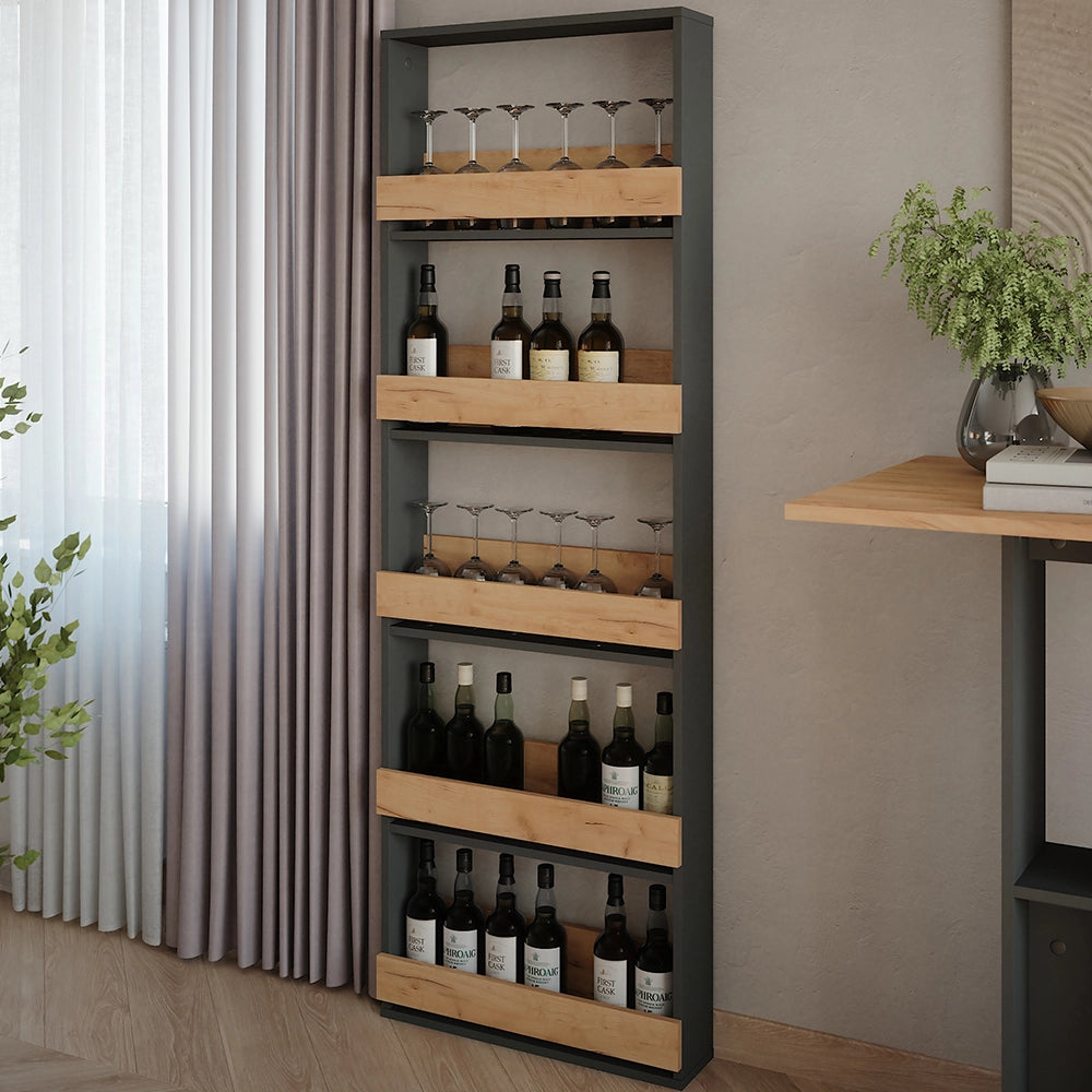 Vicco Portabicchieri da vino Quercia dorata/antracite 60 x 180 cm