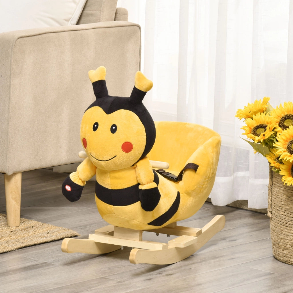 Giocattolo a Dondolo Ape ¨C Xylo ¨C Legno Pioppo con Musica, 60x33x45 cm, Giallo e Nero