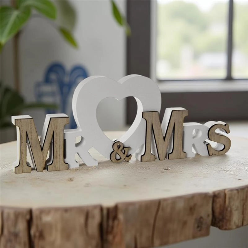 DECORAZIONE MR&MRS IN LEGNO DA PARETE O DA TAVOLO 29X2X11H CM