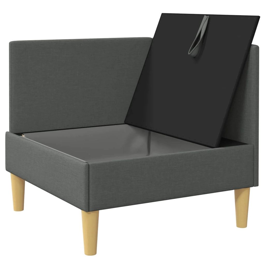 Divano ad Angolo con Storage Grigio Scuro Tessuto