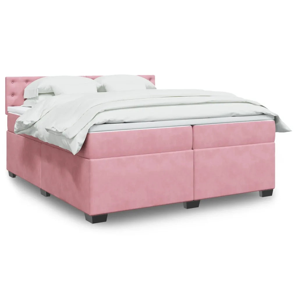 Giroletto a Molle con Materasso Rosa 200x200 cm in Velluto 3288719