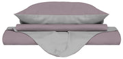 Copripiumino Singolo con Sacco e Federe Doubleface Rosa Antico/Grigio Chiaro