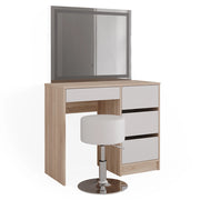 Vicco Tavolo da toeletta Sonoma 40 cm con specchio LED e sgabello