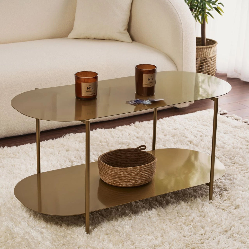 Verzate, Tavolino da Salotto un Vano, 100x45x51h cm oro