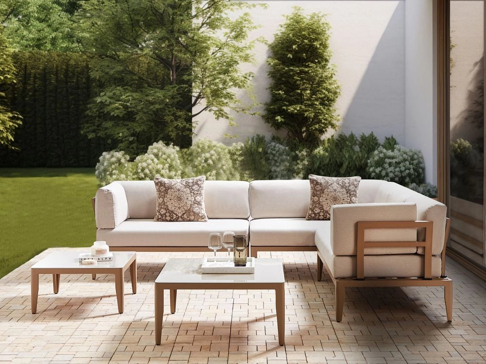 Set di copricuscini da giardino da seduta beige chiaro cuscini da esterno
