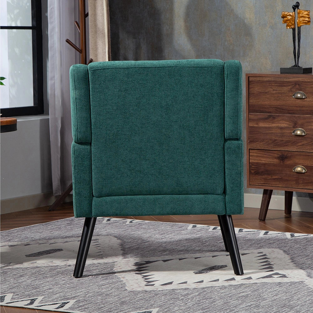 Poltrona imbottita in pelle scamosciata - Xylo - Stile mid-century, piedi in legno massello