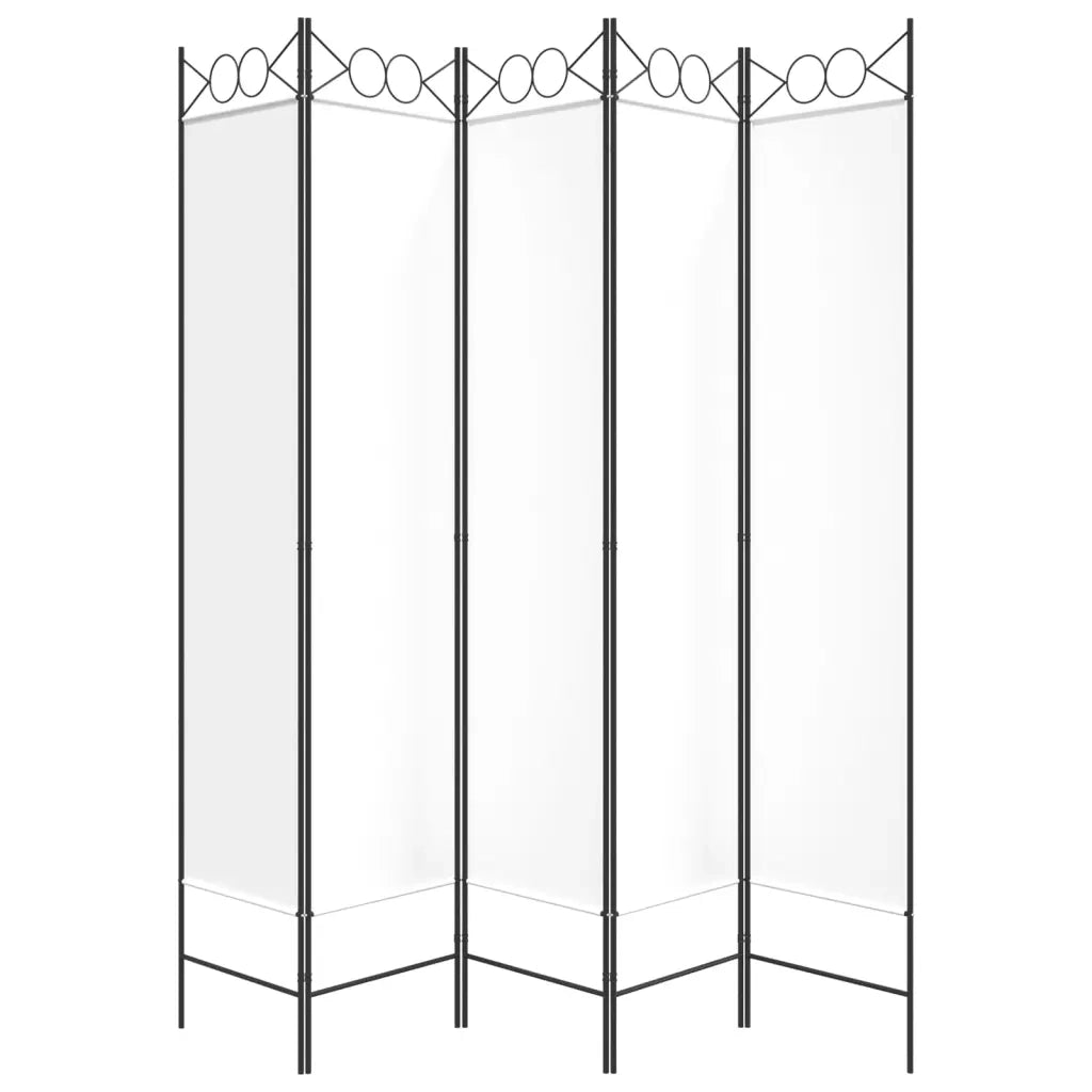 Divisorio a 5 Pannelli Bianco 200x200 cm Tessuto