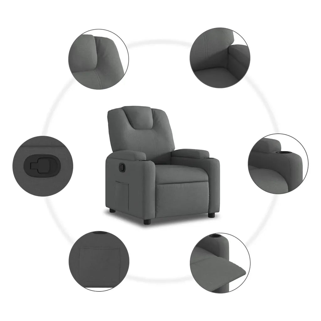 Divano Sedia-Poltrona reclinabile in tessuto grigio scuro 656862
