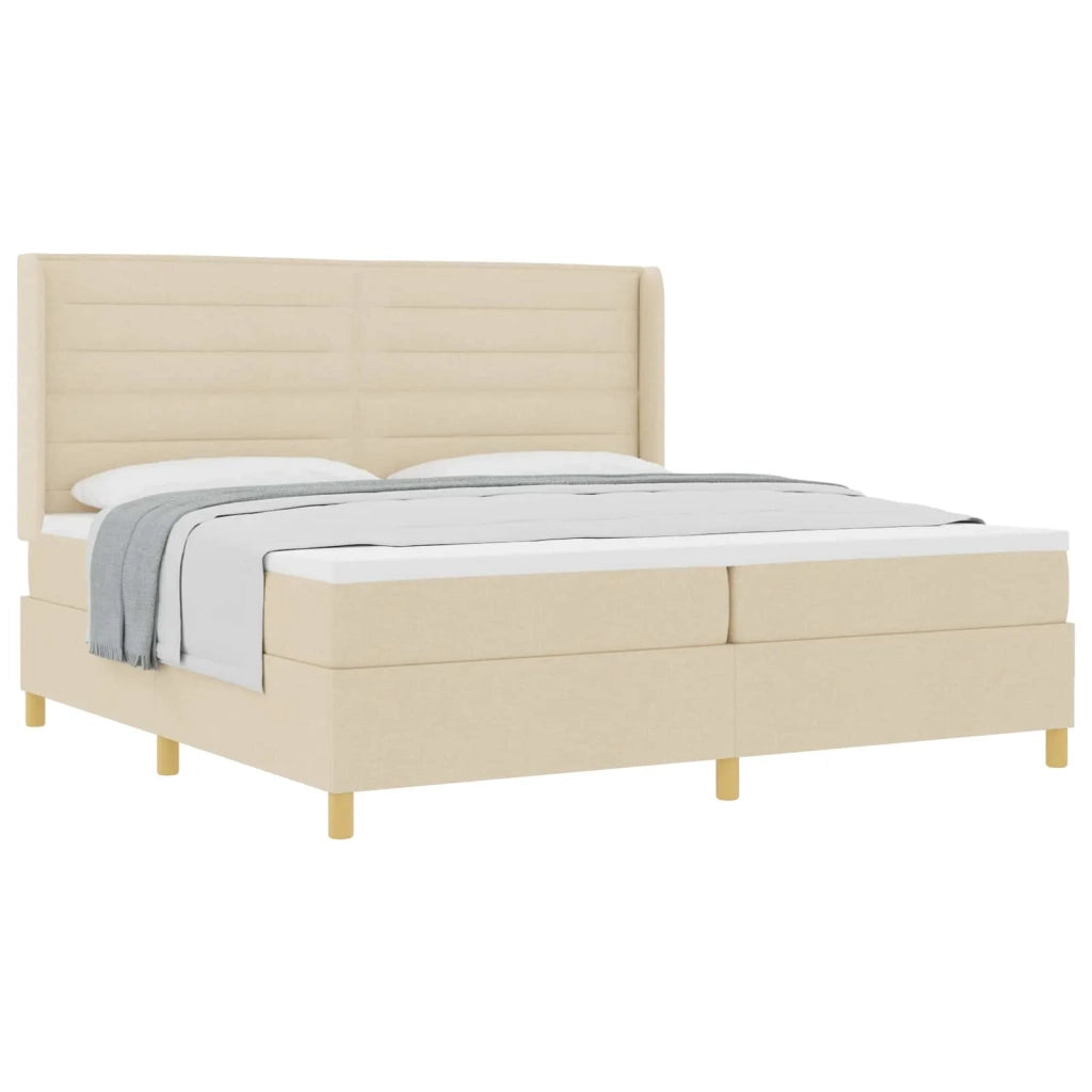Letto a molle con materasso Crema 200 x 200 cm Tessuto 3341796