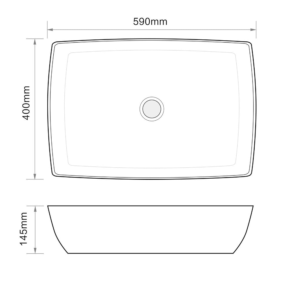 Lavabo da appoggio 59x40x14.5 cm nero opaco