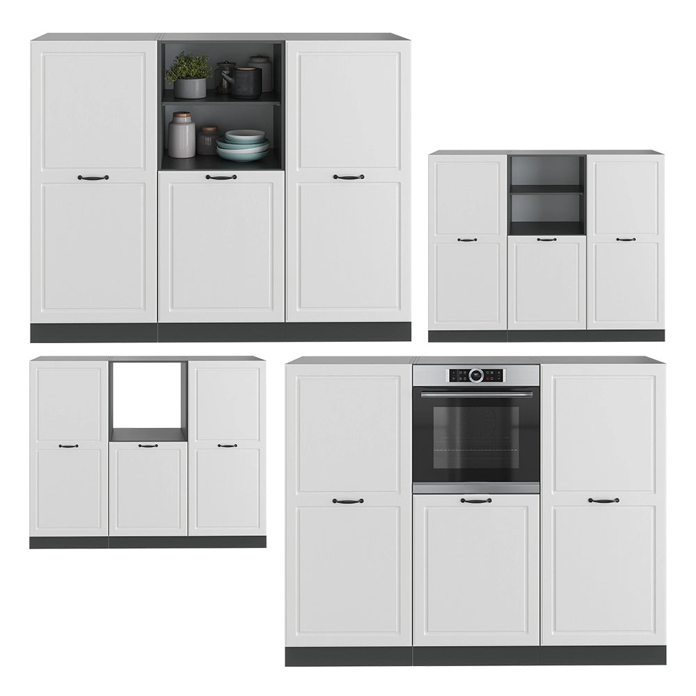Cucine componibili piccole R-Line Bianco rustico/Antracite 180 cm senza piano di lavoro Vicco
