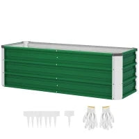 Fioriera da Giardino Senza Fondo con 2 Aree di Coltivazione, in Acciaio, 125x47x40 cm, Verde