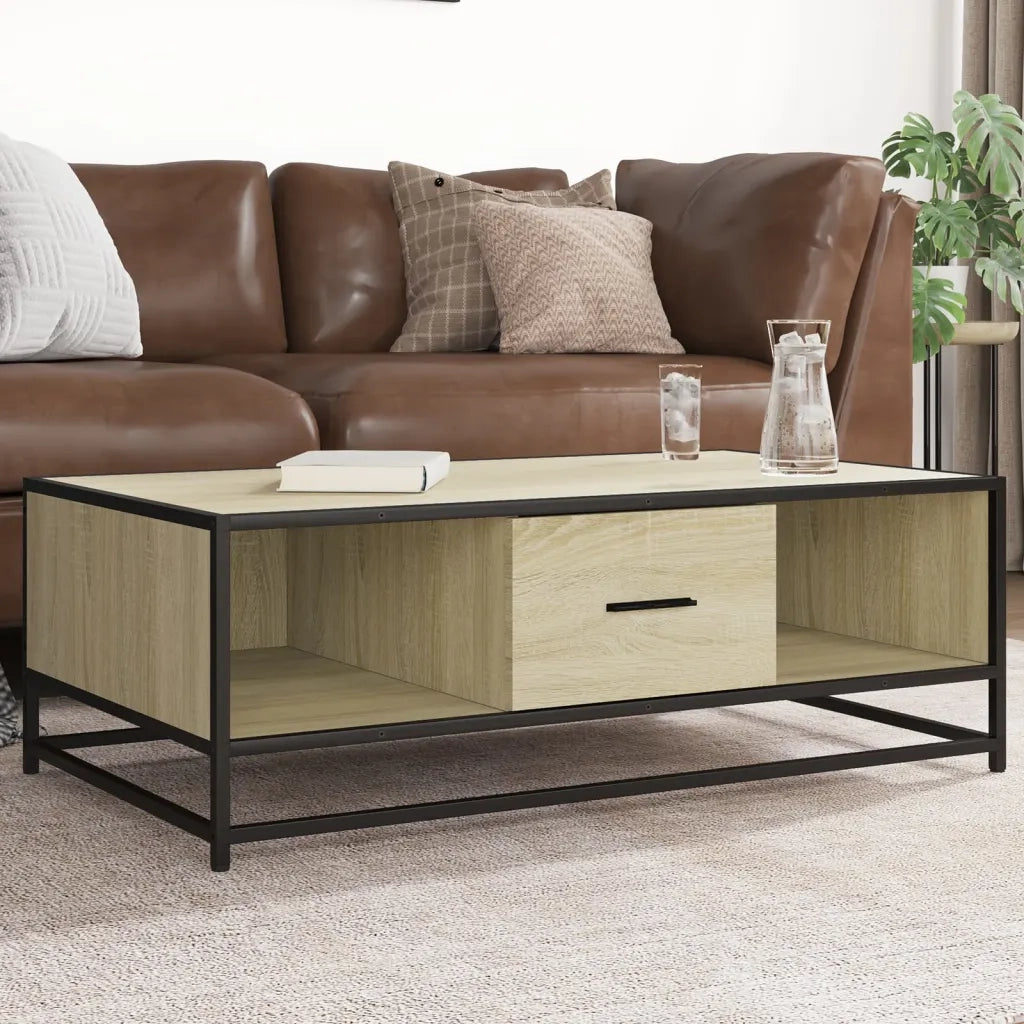 vidaXL Tavolino Rovere Sonoma 100x57x35 cm Legno Multistrato Metallo