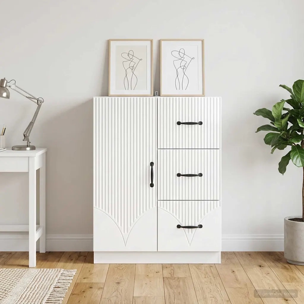 Credenza Bianco Lucido 66 x 34,5 x 87 cm Legno ingegnerizzato 895319