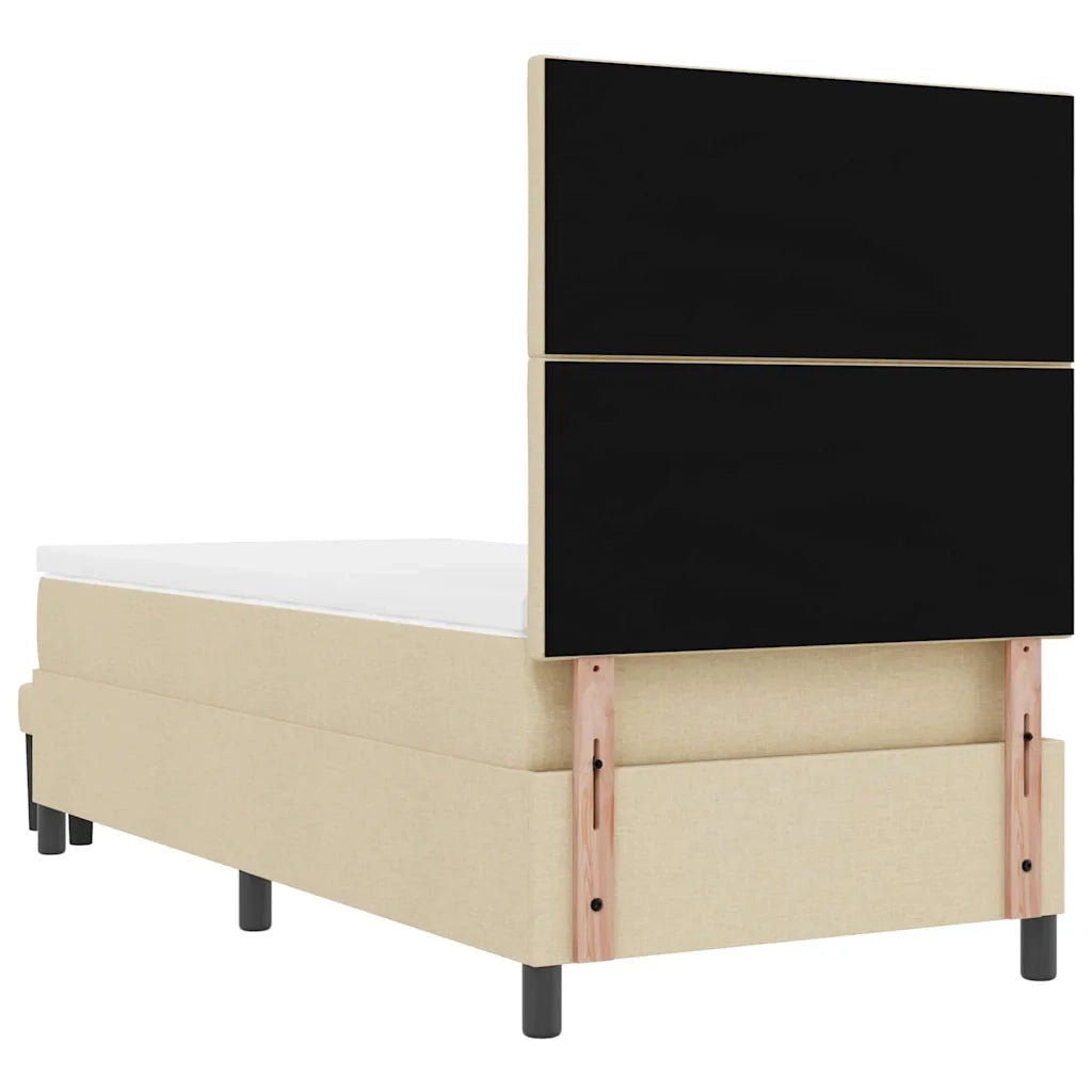 Letto a molle con testiera Crema 90 x 190 cm Tessuto 3344112