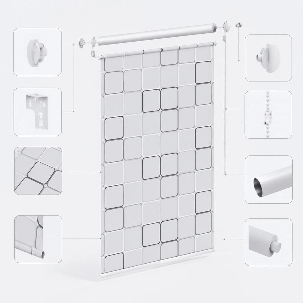Shower Roller Blind 120x240 Cm Square Pattern