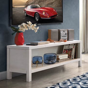 Porta tv a giorno shabby bianco in legno massello di abete 140x45x52 - Mobili 2G
