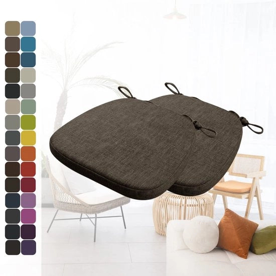 Set di 2 cuscini di sedia antiscivolo - confortevoli e lavabili - marrone scuro - 40 x 38 x 5 cm