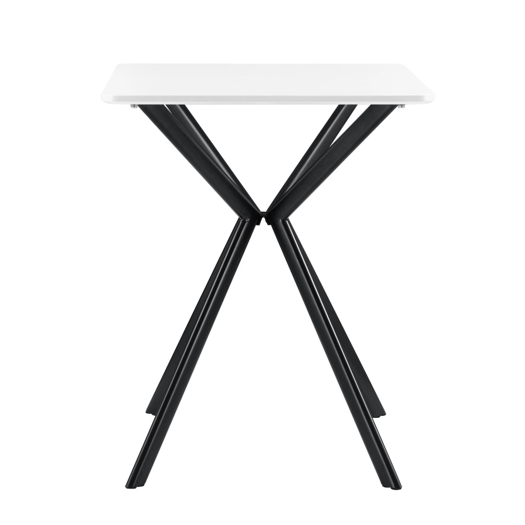 Tavolo da Pranzo con Piano Quadrato 60 x 60 cm Gambe di Design in Metallo - Bianco / Nero [en.casa]