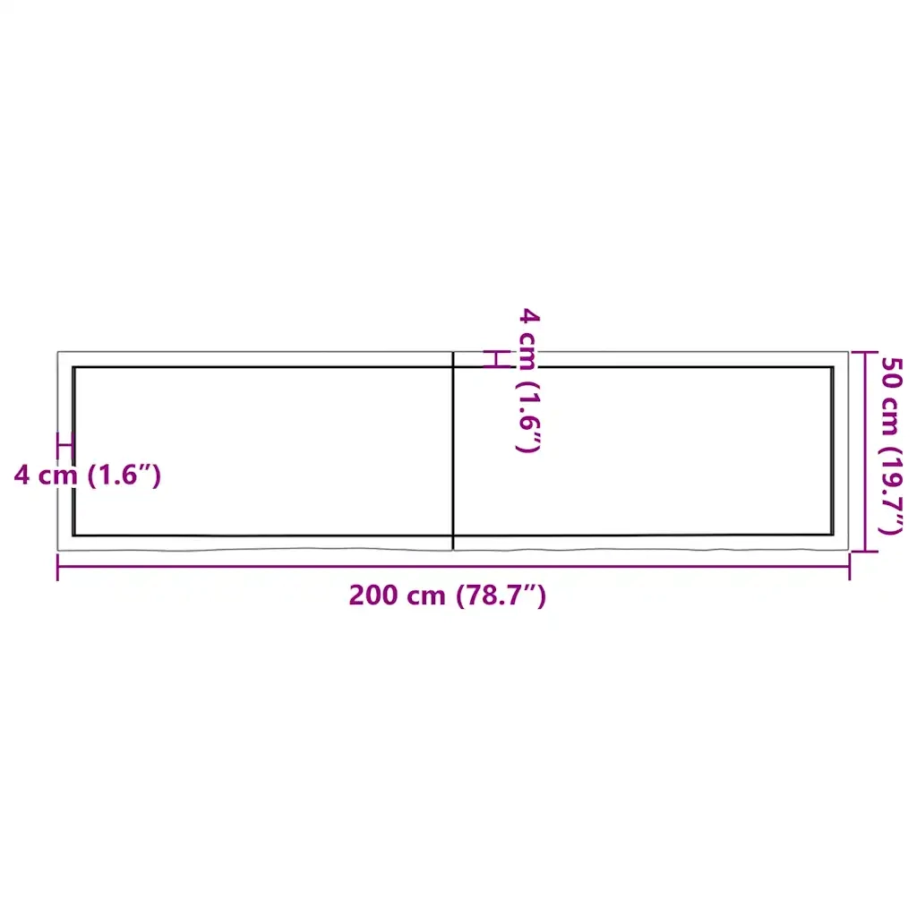 vidaXL Ripiano Muro Marrone 200x50x(2-4) cm Massello Rovere Trattato