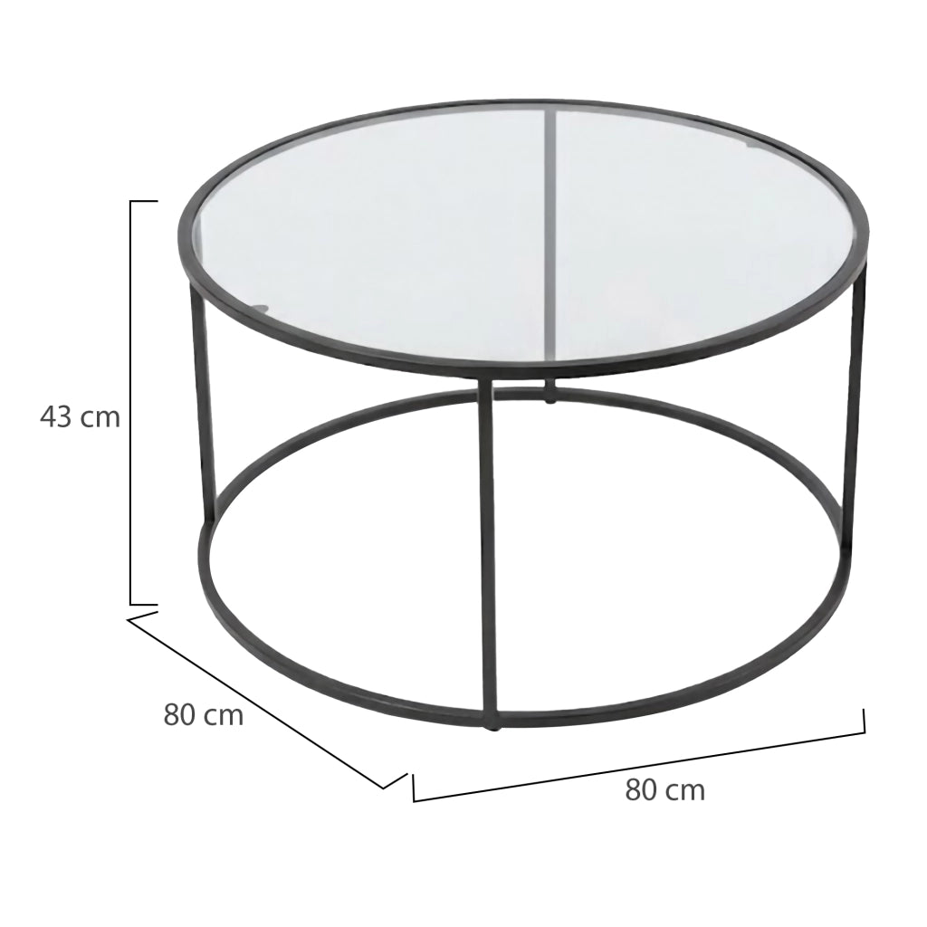 Moena, Tavolino da Salotto Forma Rotondo, 80x80x43h cm Nero
