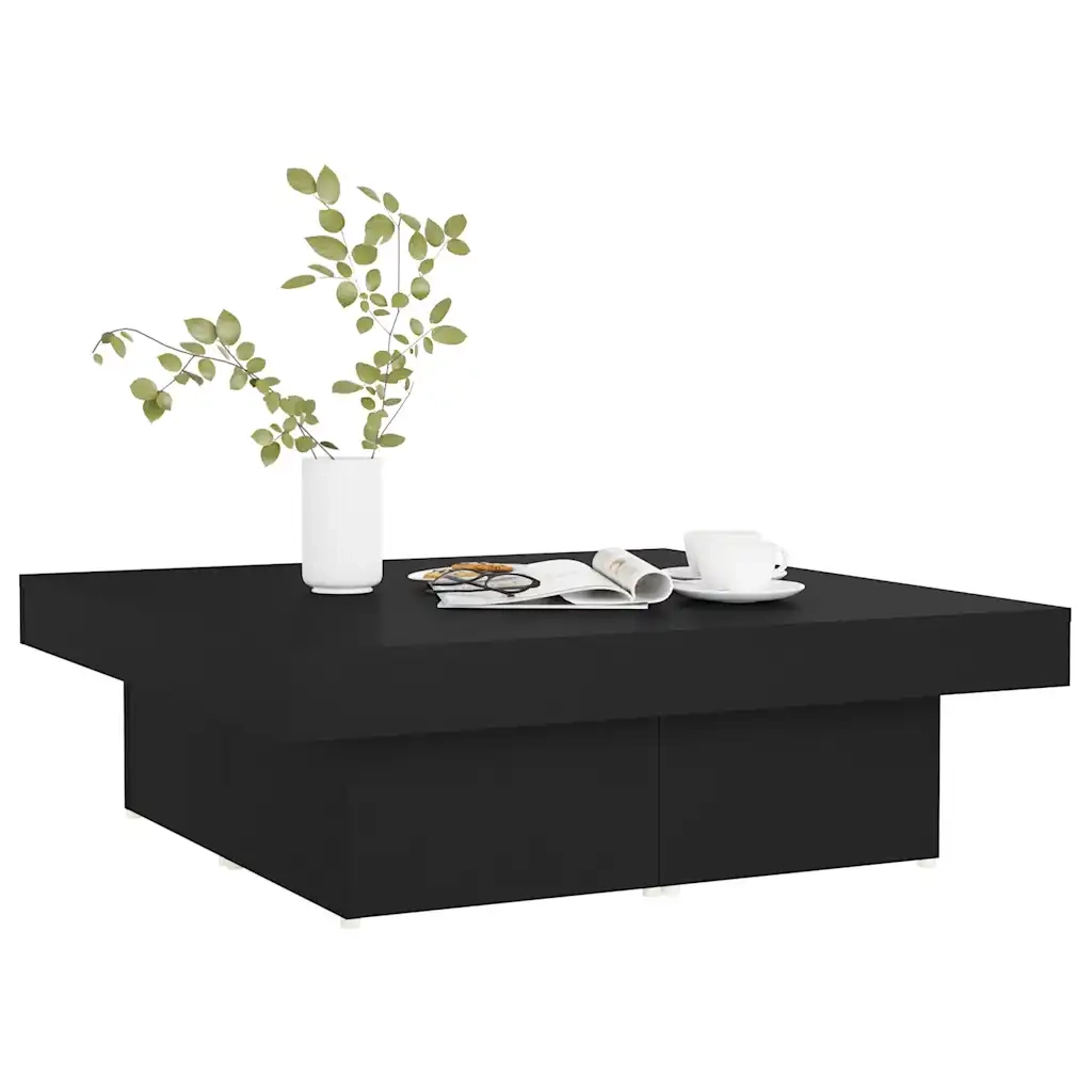 Tavolino da salotto | Tavolino da caff¨¨ | Tavolino da Soggiorno Nero 90x90x28 cm in Legno Multistrato