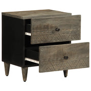Comodino | Armadio da Notte | Mobiletto da notte Grigio Chiaro 40x33x46 cm in Legno Massello di Mango