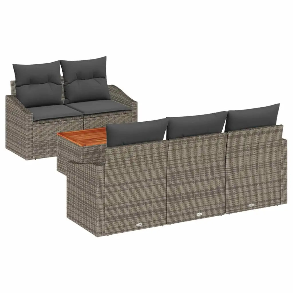Set Divano da Giardino 6 pcs Grigio polyrattan 3356438