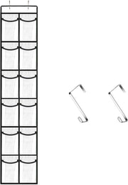 Organizzatore di Scarpe Appeso con 12 Borse a Reti Grande e 2 Ganci - Organizzatore di Scarpe Spaziale per Salotto, Camera da Letto, Bagno (Bianco)