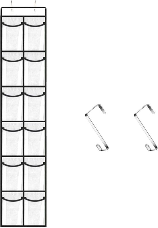 Organizzatore di Scarpe Appeso con 12 Borse a Reti Grande e 2 Ganci - Organizzatore di Scarpe Spaziale per Salotto, Camera da Letto, Bagno (Bianco)