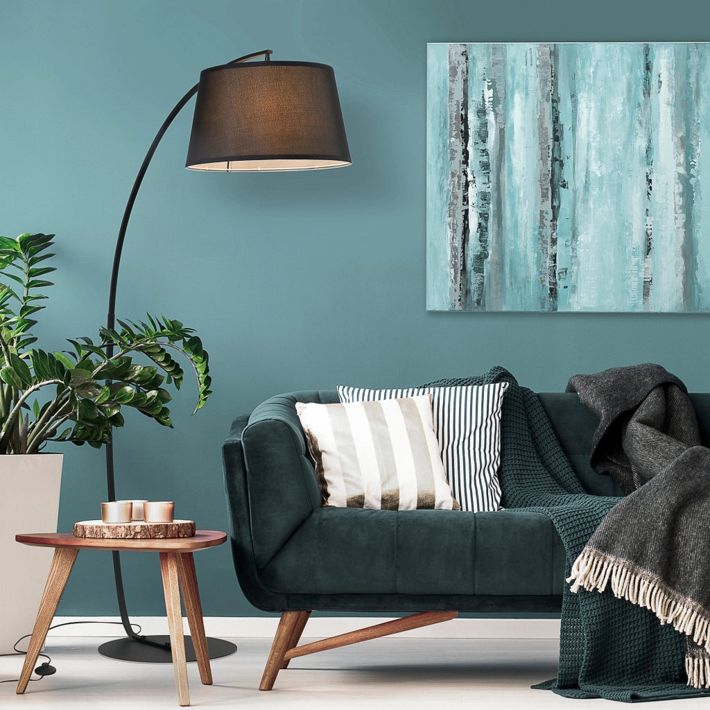 Lampada ad arco da terra ¨C Xylo ¨C metallo nero lino design moderno