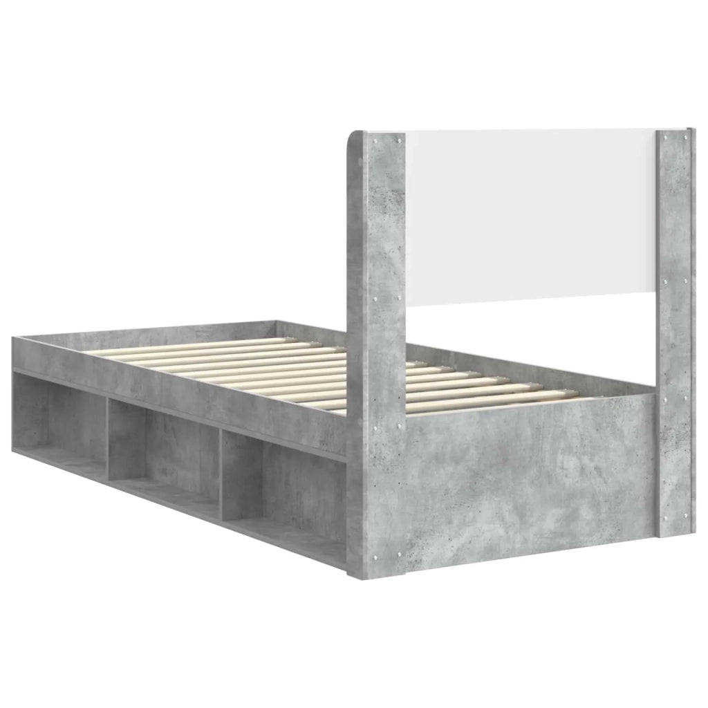 Struttura del letto con stoccaggio e testata-Giroletto con contenitore Grigio Cemento 240922