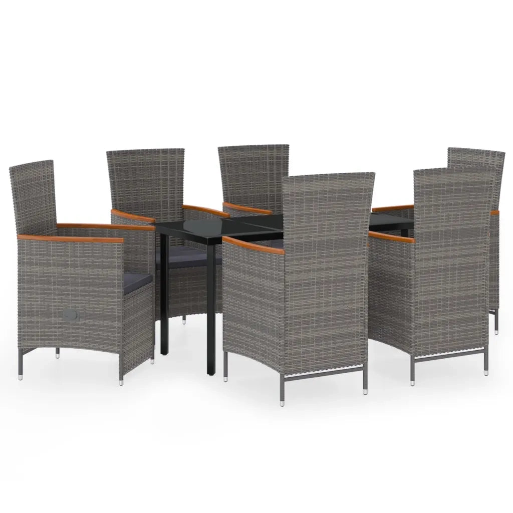 Set da Pranzo da Giardino 7 pz con Cuscini Grigio 3099463