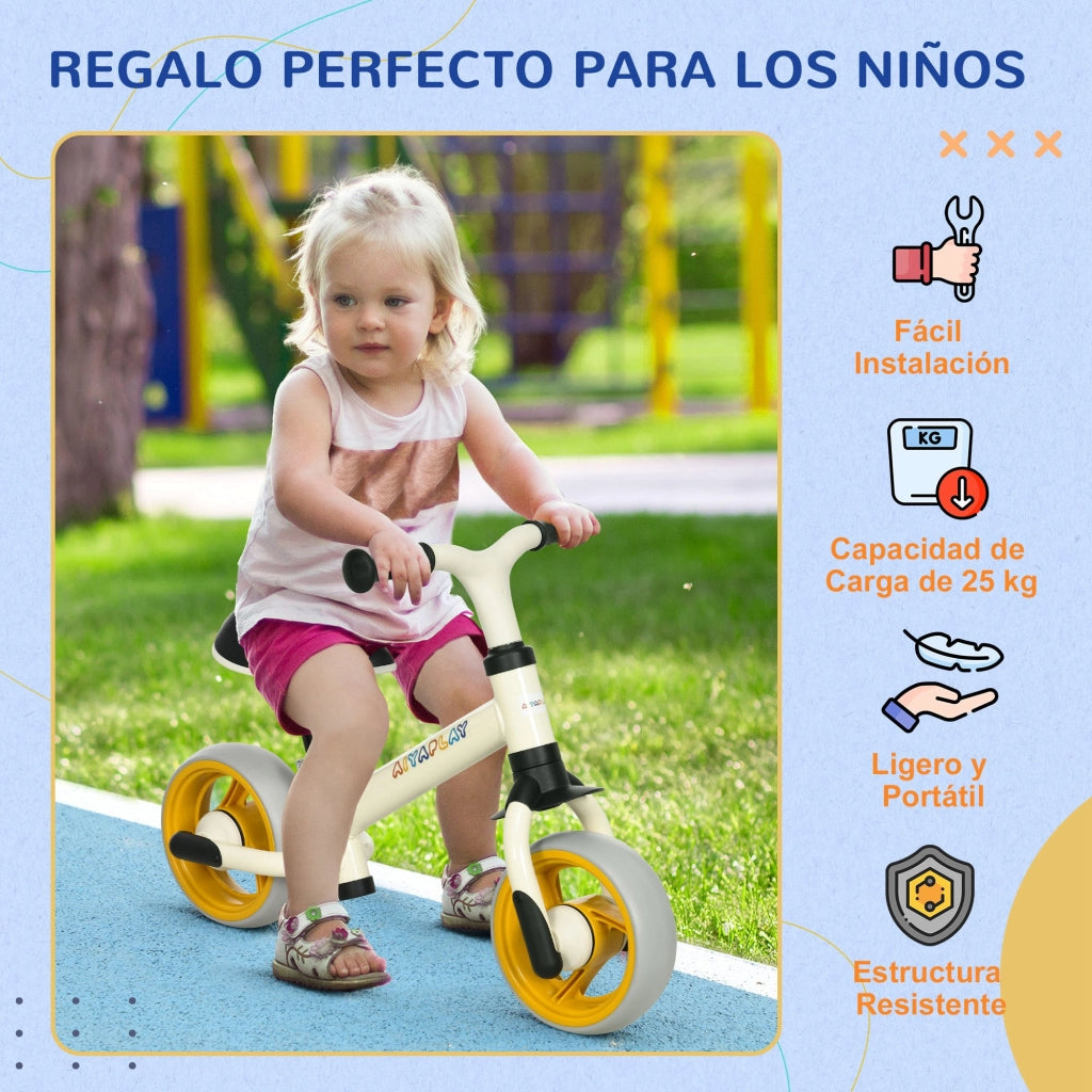 Bicicletta Equilibrio Bambini +18 Mesi ¨C Xylo ¨C Sedile Regolabile Bianco Arancione 66,5x34x47cm