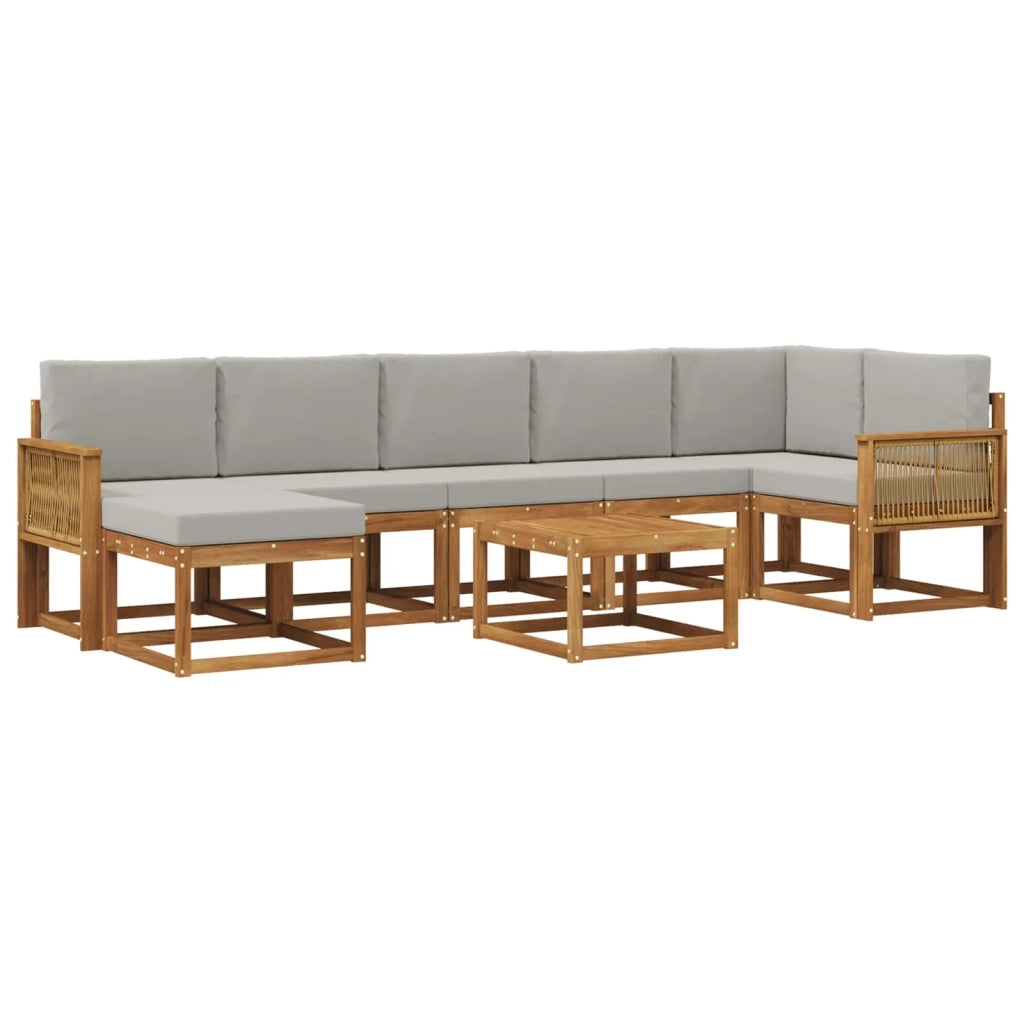 Set di divani da esterno 8 pz Naturale e Grigio Chiaro 3385417