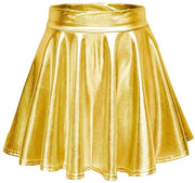 Minirok Metallic Glanzend Geplisseerd Alta Cintura Rok Femminile Leggero con Spalline Elastiche Adatto per Feste e Carnaval