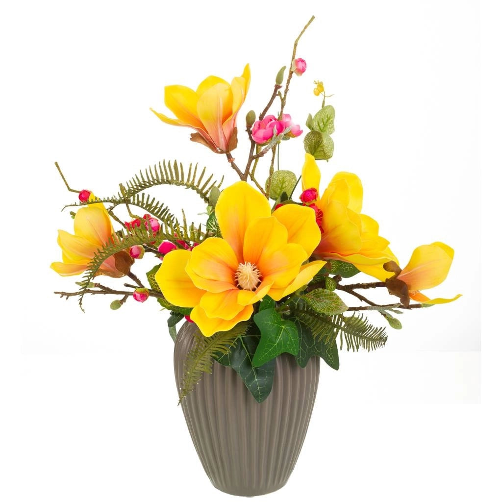 Vaso in ceramica con bouquet di fiori 43x24x44h