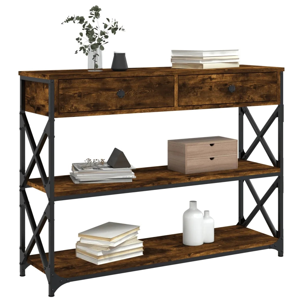 Tavolo Consolle | Tavolo d'Ingresso Rovere Fumo 100x28x75 cm in Legno Multistrato