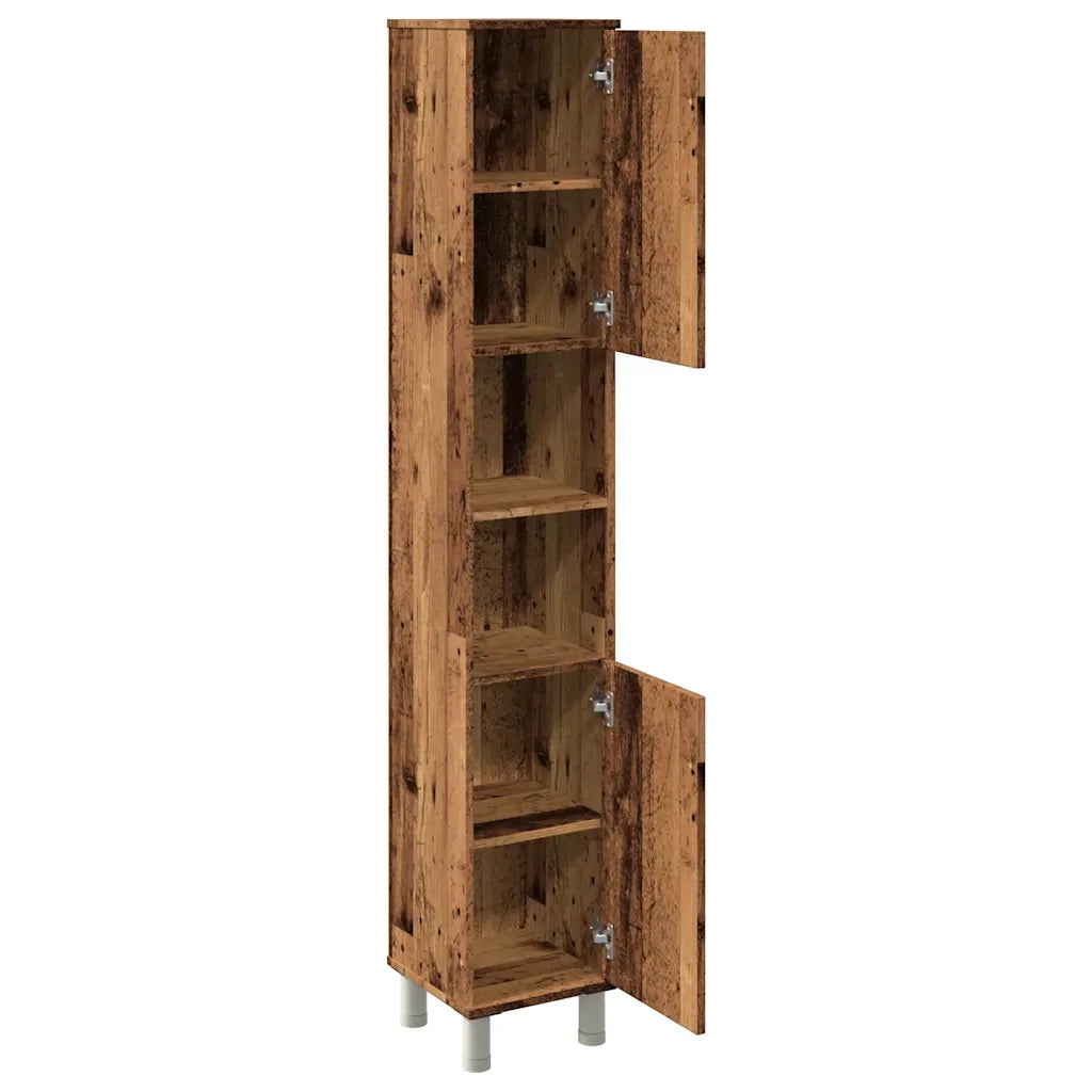 Mobile da Bagno Legno Antico 30x30x179 cm in Legno Multistrato