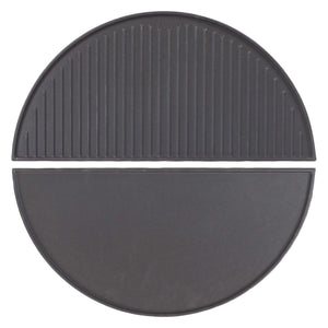 Set 2x Piastra in ghisa rigata, forma a mezza luna, 46,7 x 22,8 x 1,5 cm, griglia in ghisa per barbecue, bistecchiera, ideale per grigliare carne, pesce, verdure