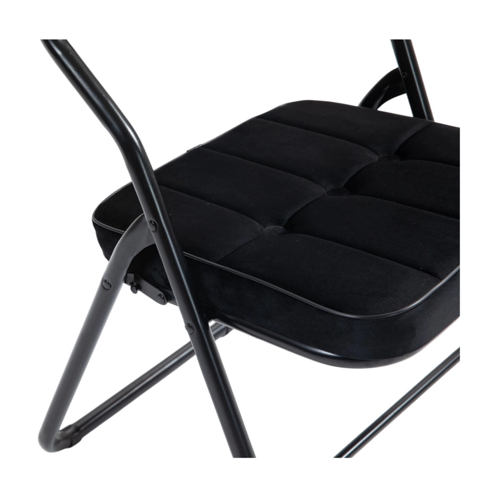 Set di 2 sedie pieghevoli imbottite in velluto nero